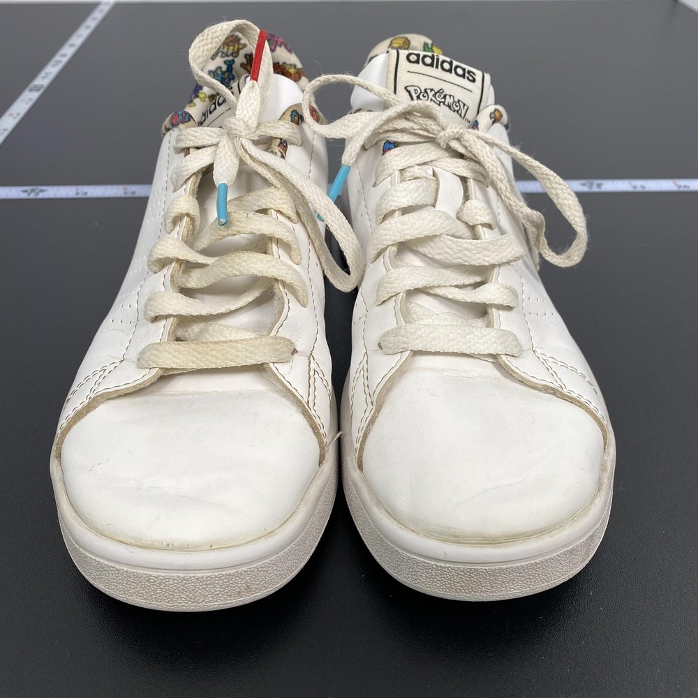Adidas Pokémon Shoes Youth Size 3 White Pikachu Lace Up Low Top Sneakers EG1999